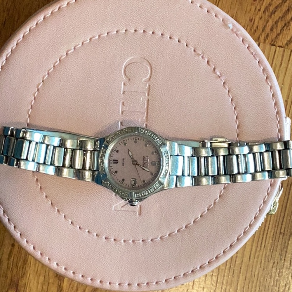 Citizen Silver Watch with Pink Case